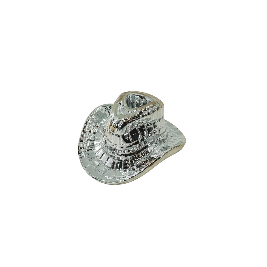 Candle Holder - Cowboy Hat - Ceramic- Silver -13,5x11x7 cm