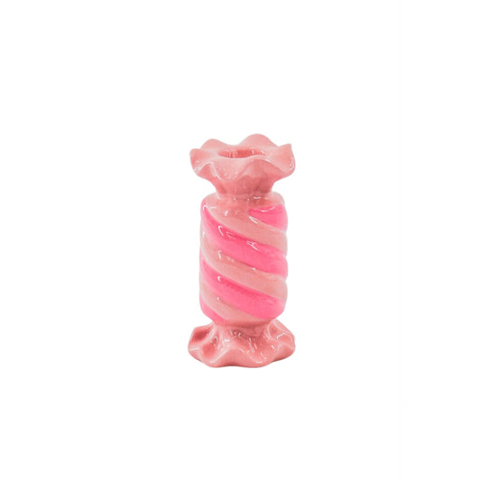 Candle Holder- Toffee Candy - Ceramic-Pink/ Neon -7,5x7,5x13 cm