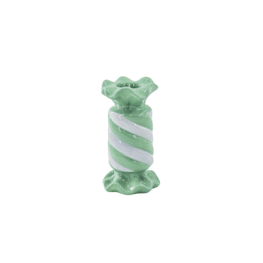 Candle Holder- Toffee Candy - Ceramic-Mint/ Lilac- 7,5x7,5x13 cm