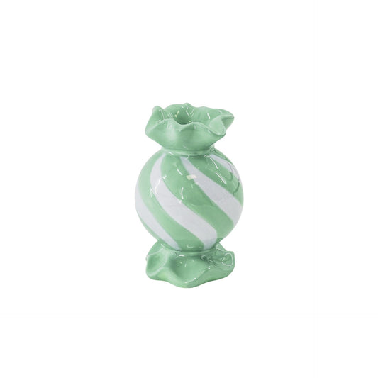 Candle Holder- Round Toffee Candy - Ceramic-Mint/ Lilac- 8,5x8,5x13 cm