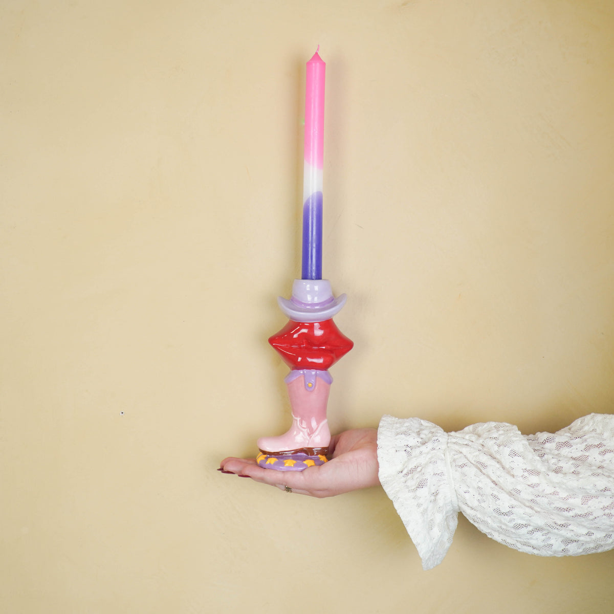 Candle Holder- Boot/ Lip/Hat - Pink/ Red/ Lilac-10x8x20 cm