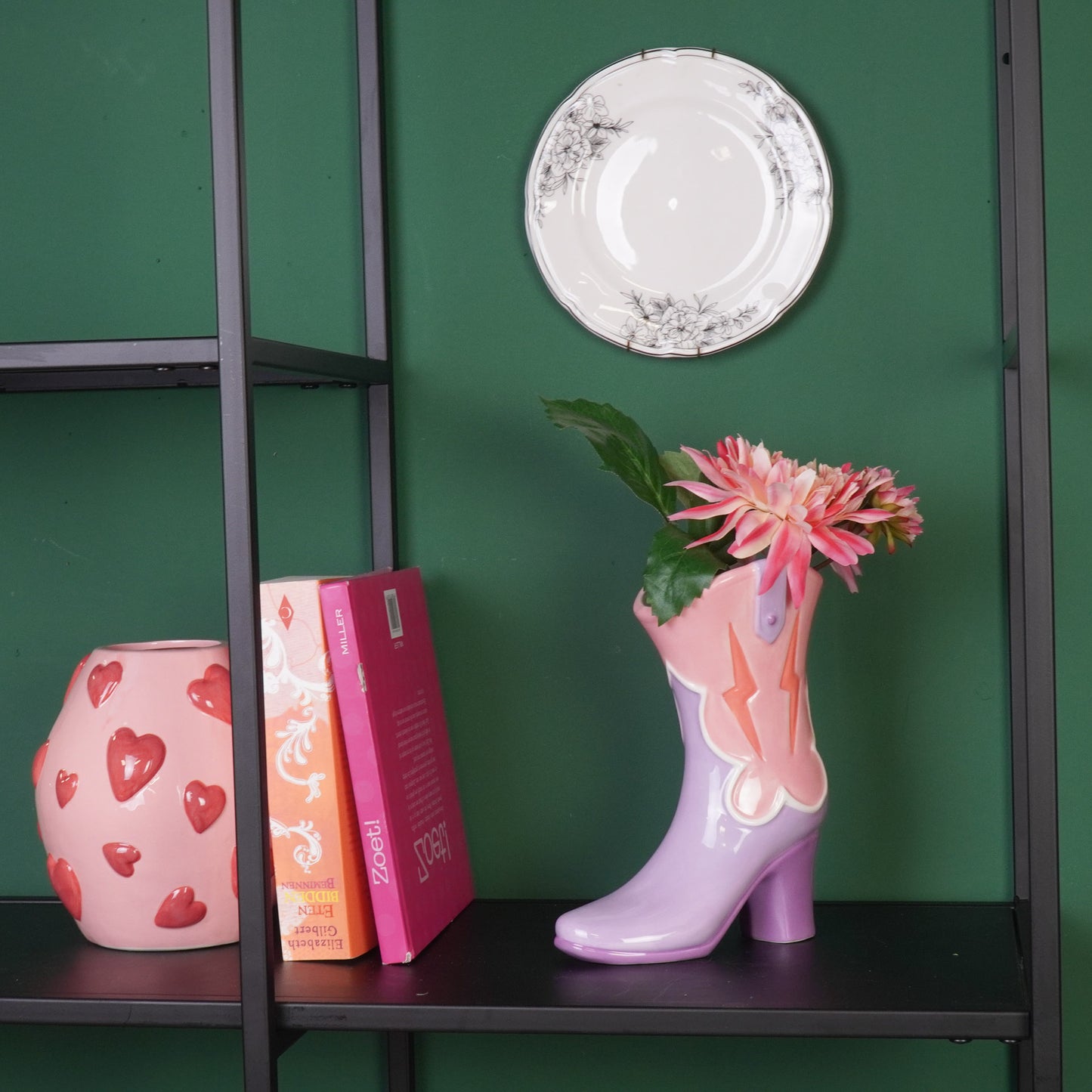 Flower Vase- Boot Vase- Ceramics- Pink/ Lilac-16,5x10.5x26,5cm