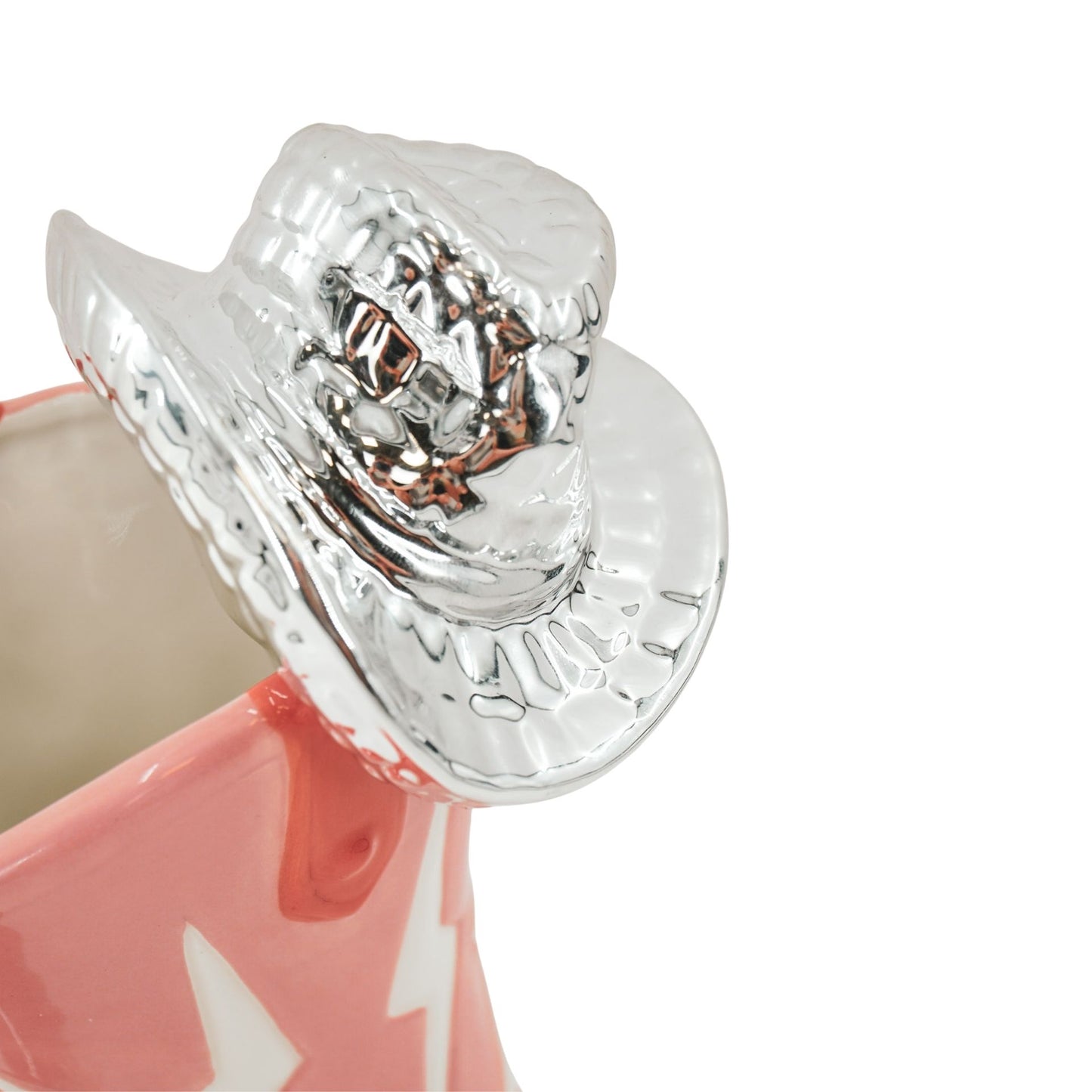 Flower Vase- Boot with Disco Hat Vase- Ceramics- Pink/ Orange-16,5x10.5x26,5cm