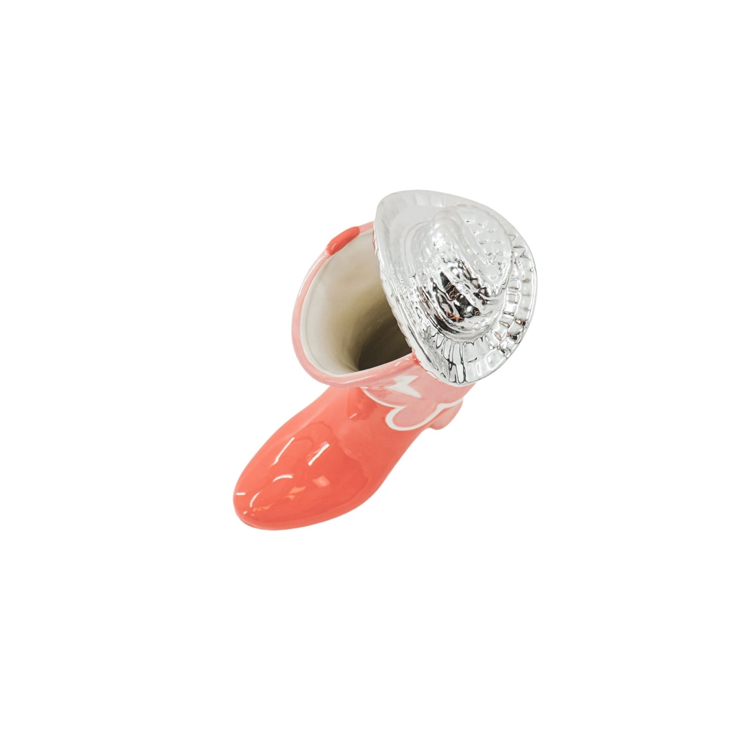 Flower Vase- Boot with Disco Hat Vase- Ceramics- Pink/ Orange-16,5x10.5x26,5cm