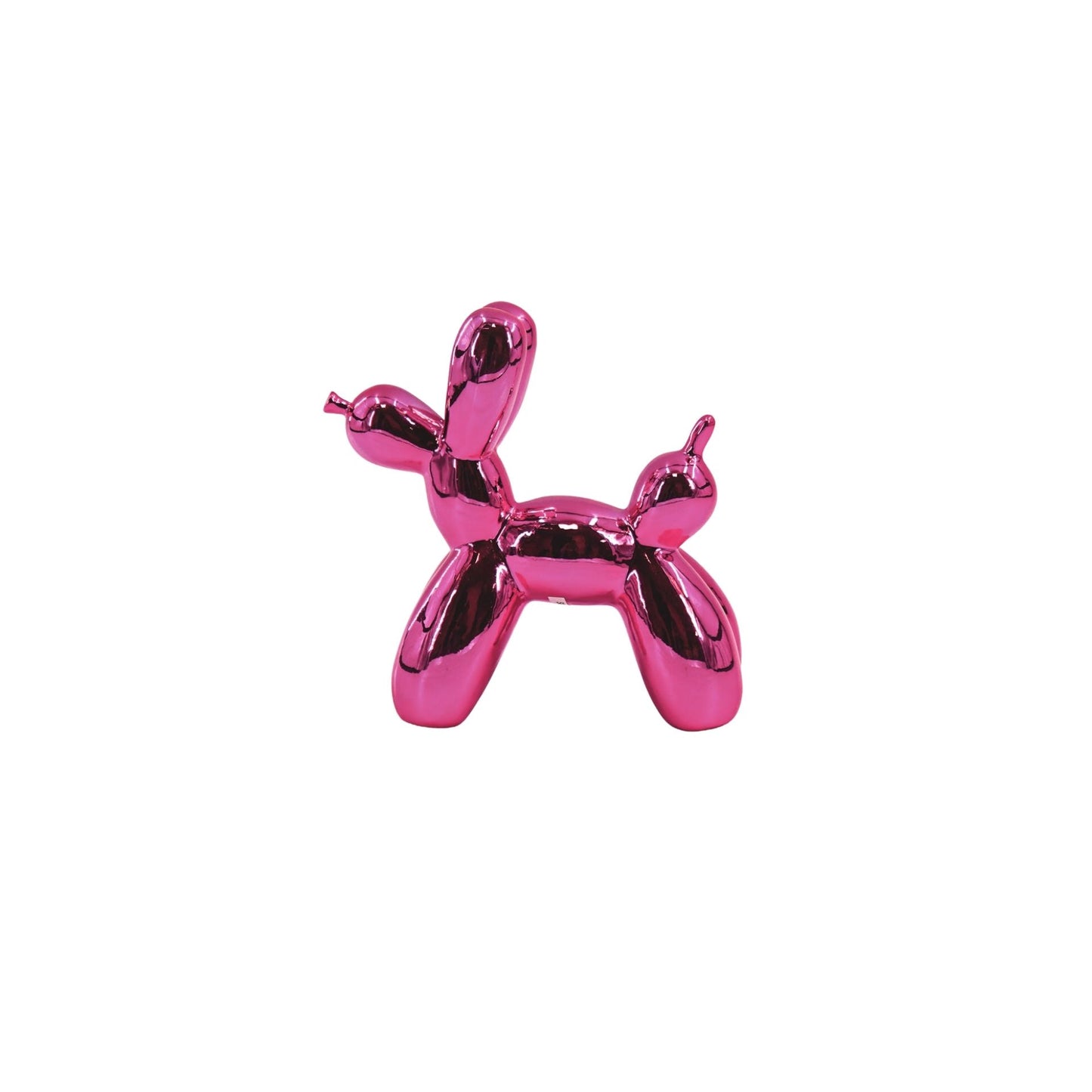 Ornament- Balloon Dog Statue- Ceramic- Metallic Pink- 20x9x19 cm