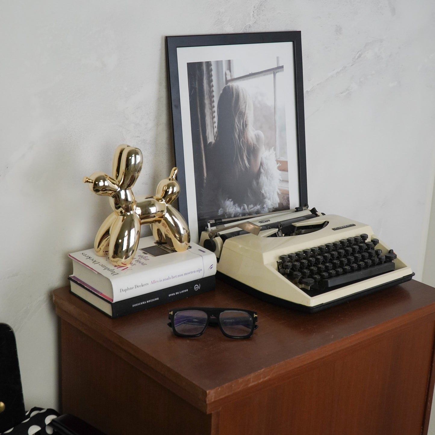 Ornament- Balloon Dog Statue- Ceramic- Gold 20x9x19 cm