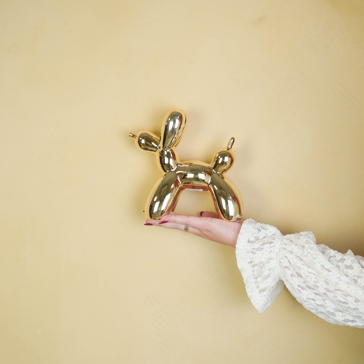 Ornament- Balloon Dog Statue- Ceramic- Gold 20x9x19 cm