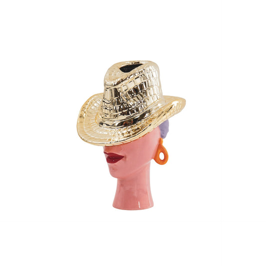 Flower Vase- Cowboy Hat Vase- Gold-19x16x23,5 cm