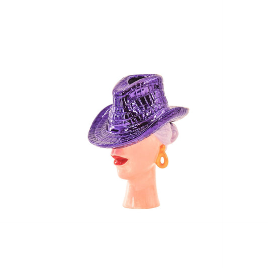 Flower Vase- Cowboy Hat Vase- Purple/-19x16x23,5 cm