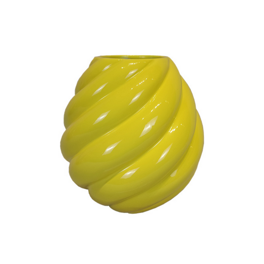 Flower Vase- Swirl Vase-Ceramic- Yellow- 20x20x21,5 cm