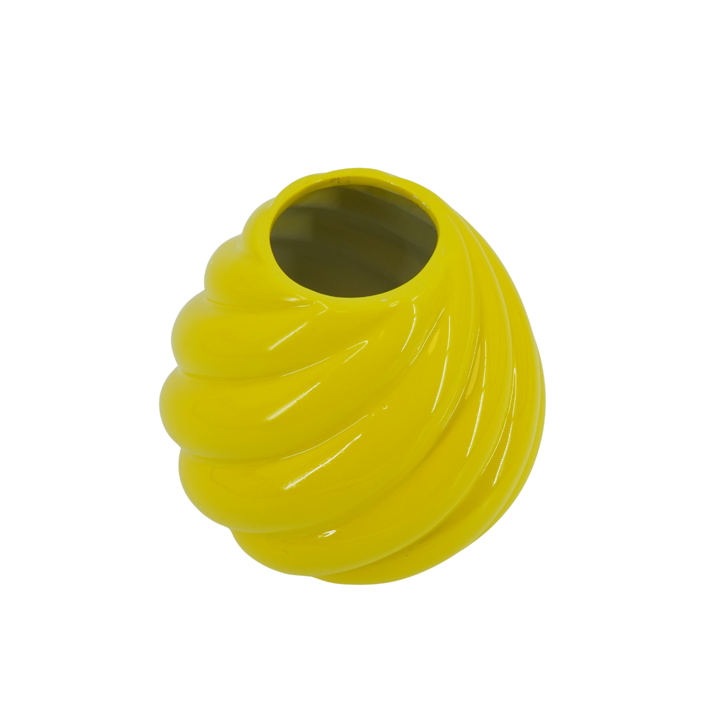 Flower Vase- Swirl Vase-Ceramic- Yellow- 20x20x21,5 cm