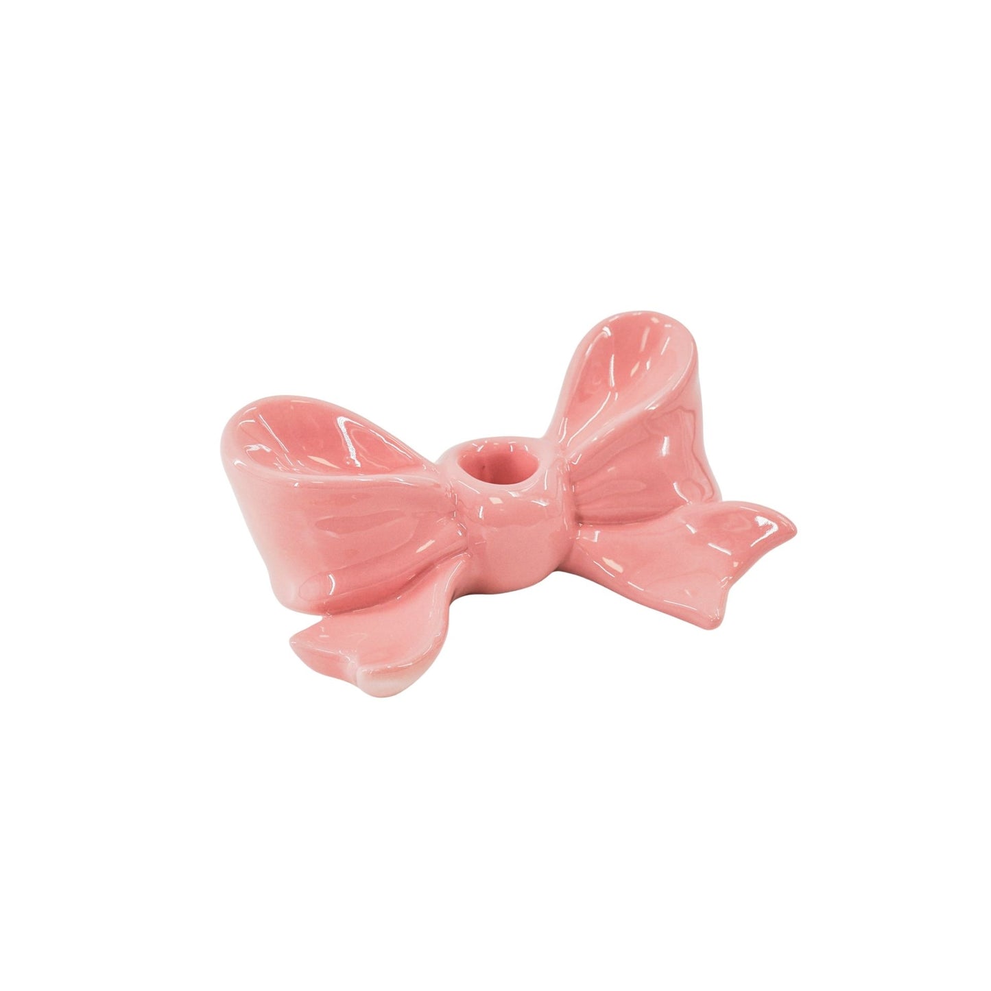 Candle Holder- Bow- Ceramic- Pink- 18x9x7 cm