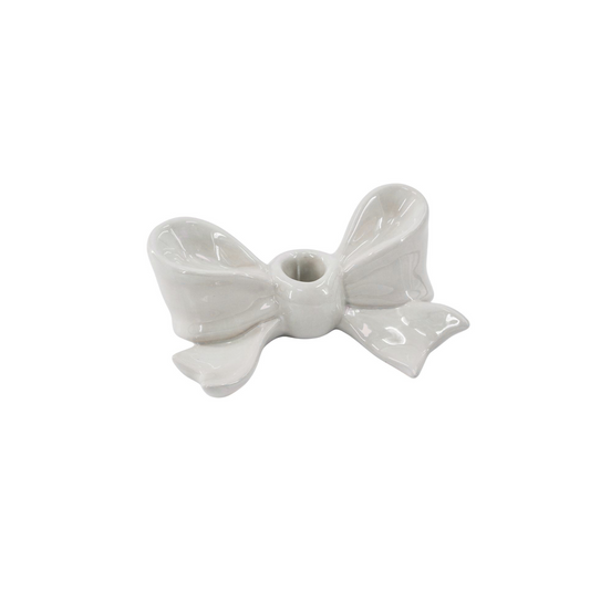 Candle Holder- Bow- Ceramic-White- 18x9x7 cm