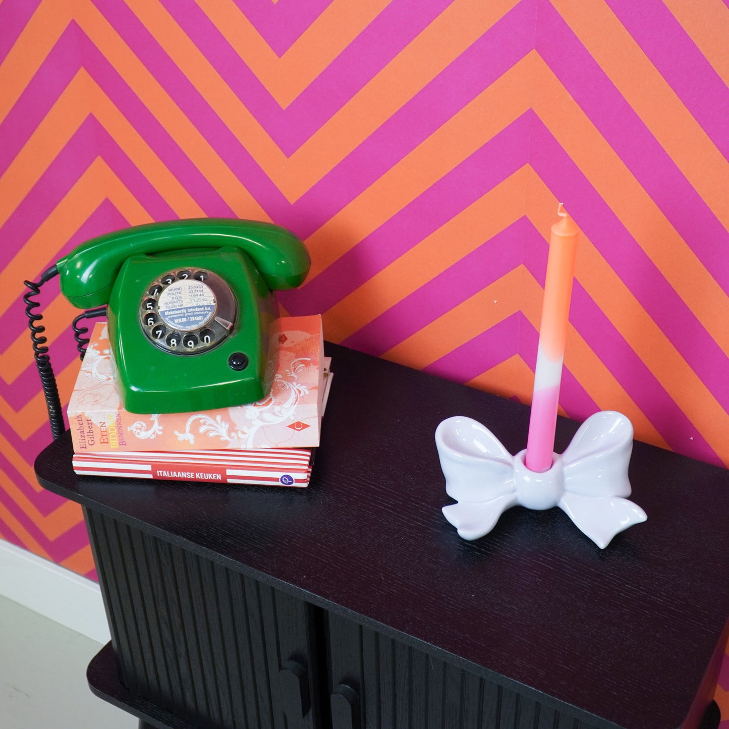 Candle Holder- Bow- Ceramic- Lilac- 18x9x7 cm