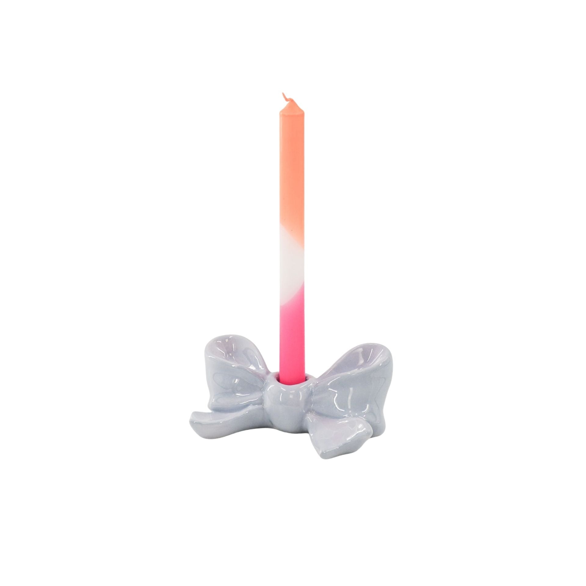 Candle Holder- Bow- Ceramic- Lilac- 18x9x7 cm