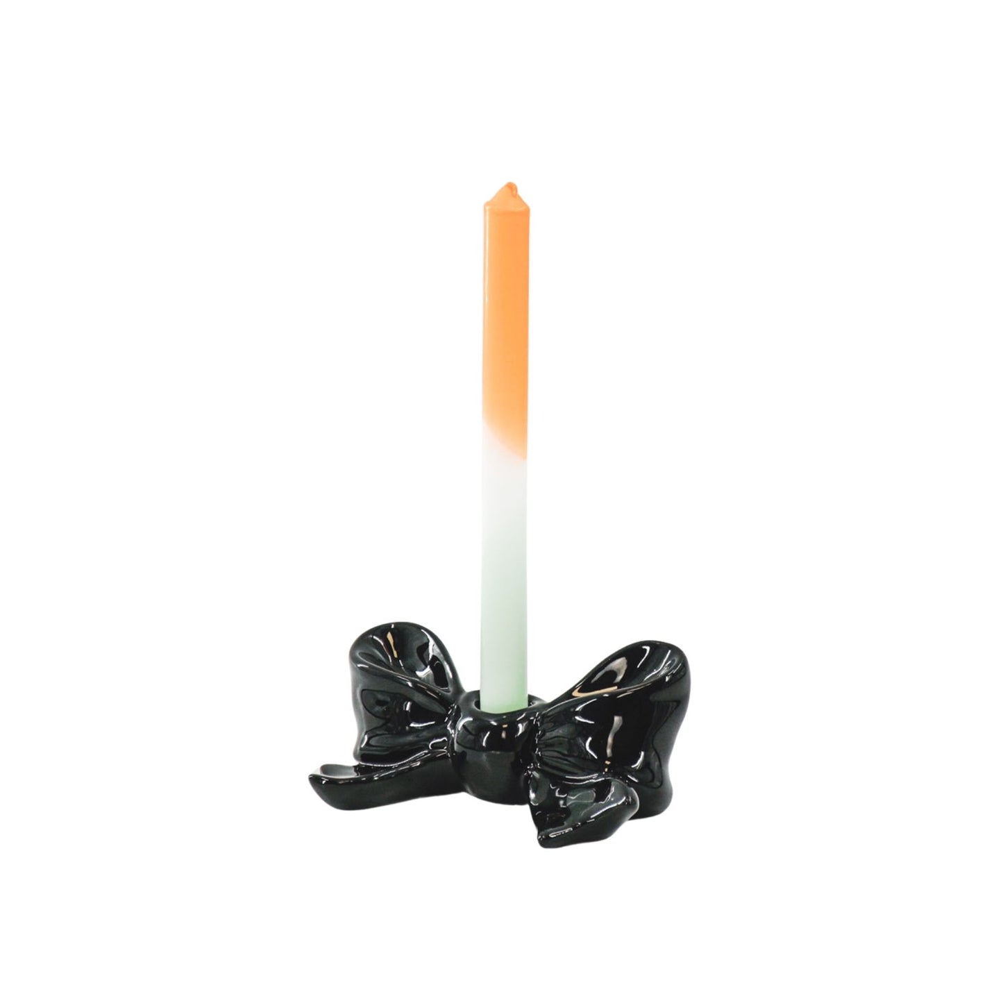 Candle Holder- Bow- Ceramic- Black- 18x9x7 cm