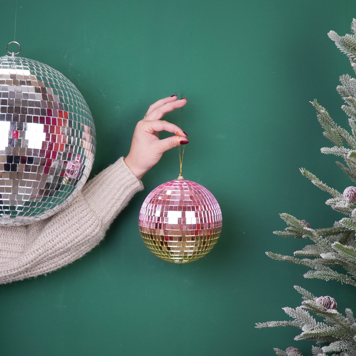 Christmas Decoration -  Christmas Hanger - Discoball - Foam - Pink/Gold - 15x15x15cm