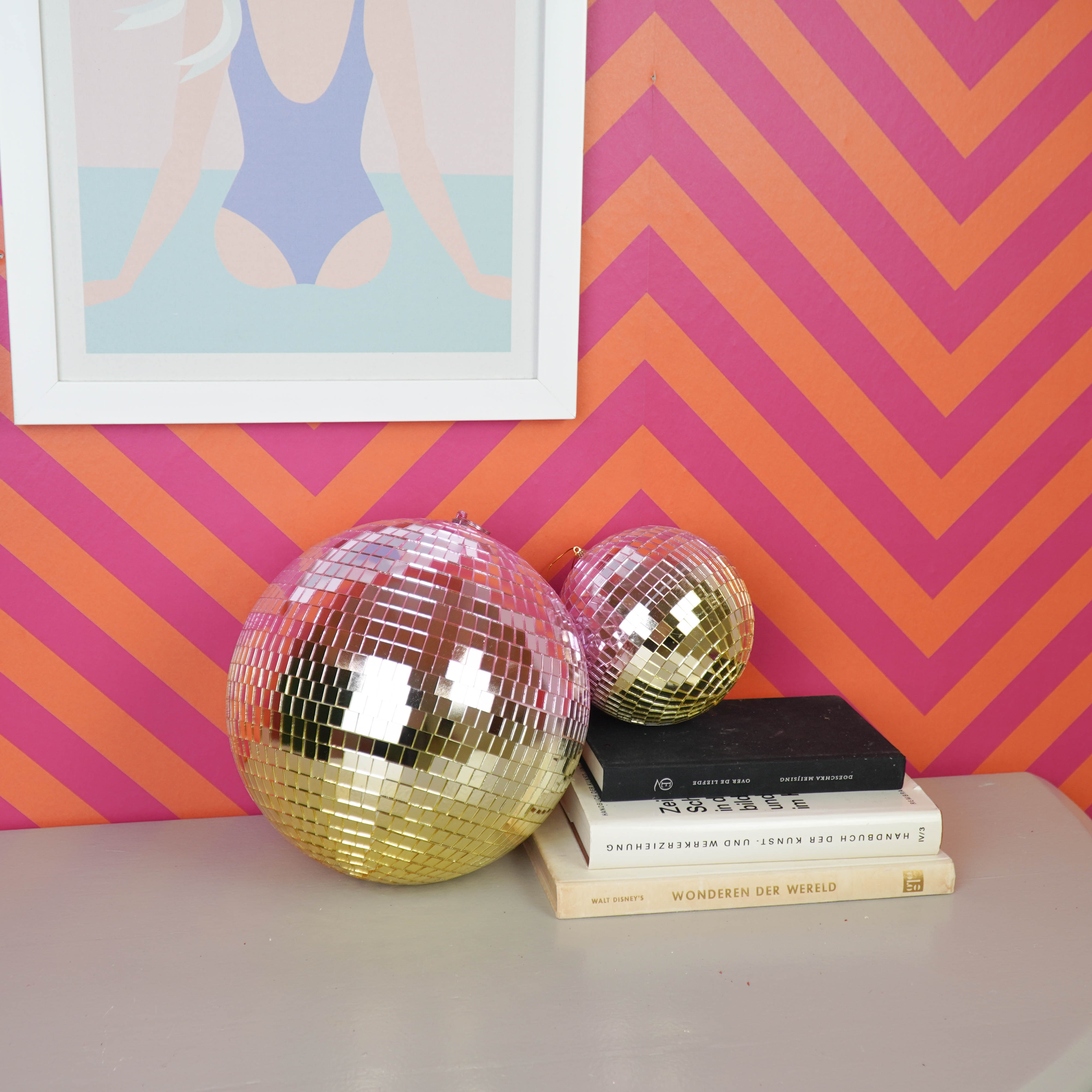 Christmas Decoration -  Christmas Hanger - Discoball - Foam - Pink/Gold - 15x15x15cm