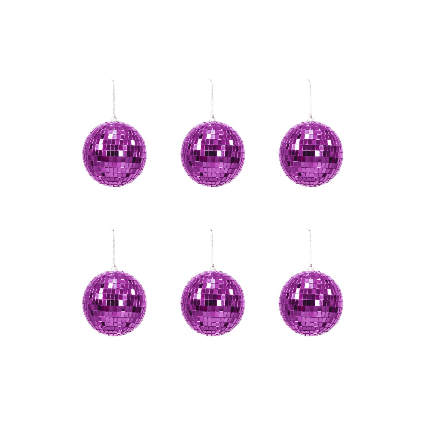 Christmas Decoration -  Christmas Hanger - Discoball - Foam - Set of 6 - Pink - 6x6x6cm