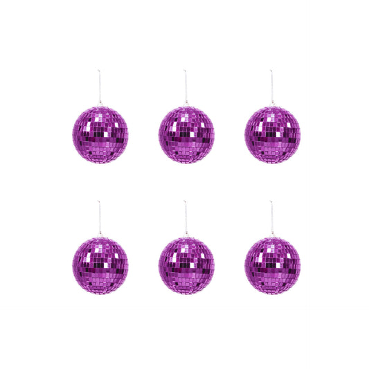 Christmas Decoration -  Christmas Hanger - Discoball - Foam - Set of 6 - Pink - 6x6x6cm