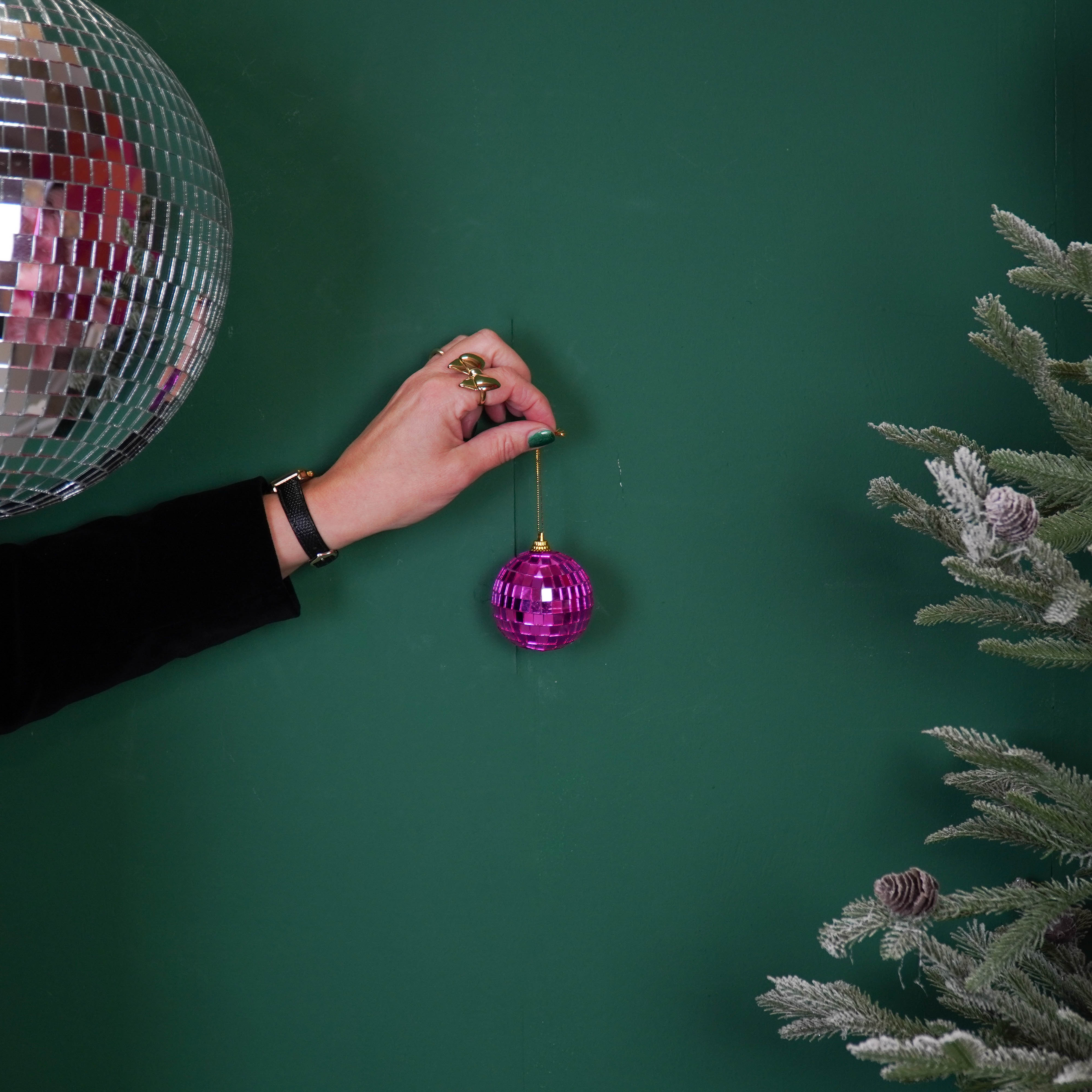 Christmas Decoration -  Christmas Hanger - Discoball - Foam - Set of 6 - Pink - 6x6x6cm
