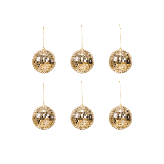Christmas Decoration -  Christmas Hanger - Discoball - Foam - Set of 6 - Gold - 6x6x6cm