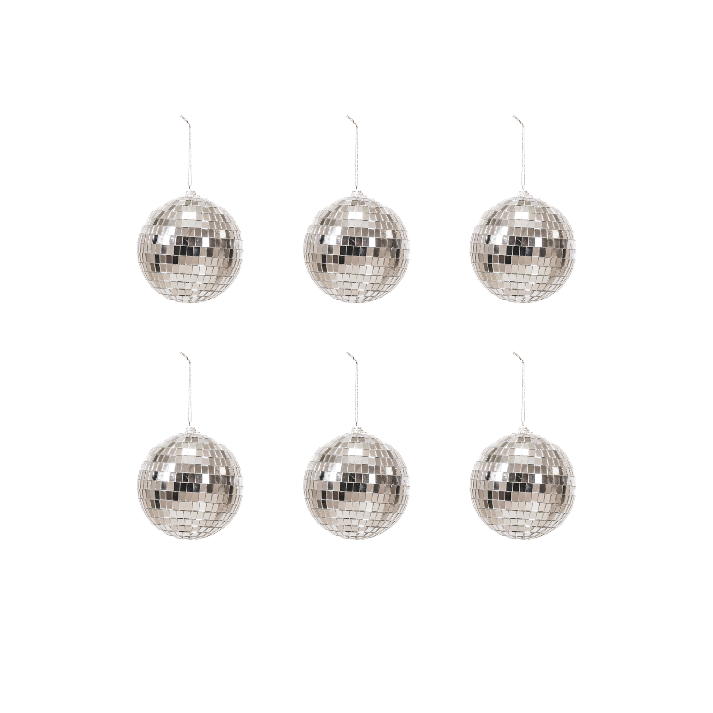 Christmas Decoration -  Christmas Hanger - Discoball - Foam - Set of 6 - Silver - 6x6x6cm