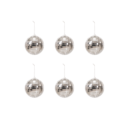 Christmas Decoration -  Christmas Hanger - Discoball - Foam - Set of 6 - Silver - 6x6x6cm