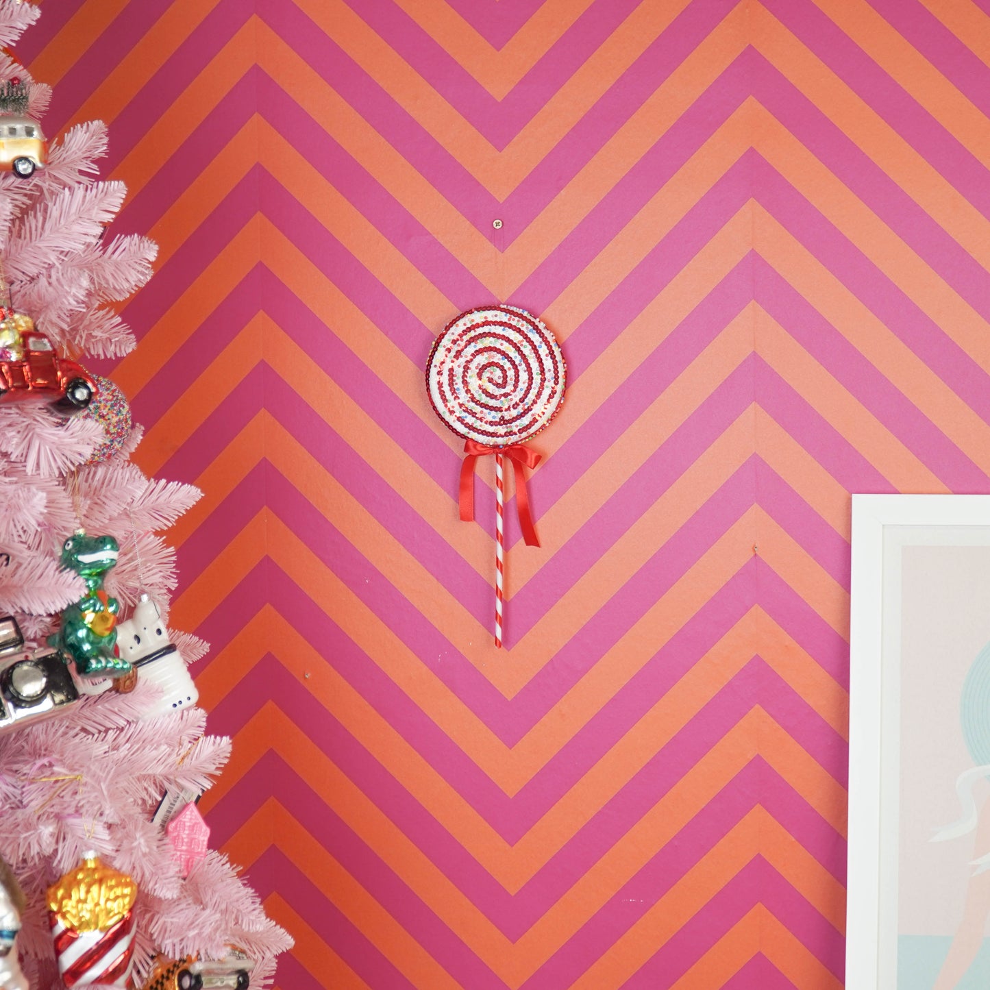 Decoration - Lolly Pop - Foam - Red/White - 25x63cm