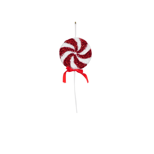 Decoration - Lolly Pop - Glitter - Red/White - 15x35cm