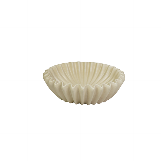 Bowl- Pleated Bowl - Ceramics- Sand- 29,5x29,5x9cm