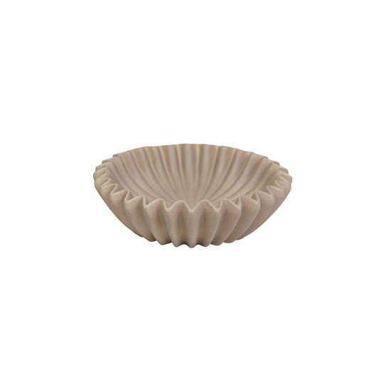 Bowl- Pleated Bowl - Ceramics-  Taupe- 29,5x29,5x9cm