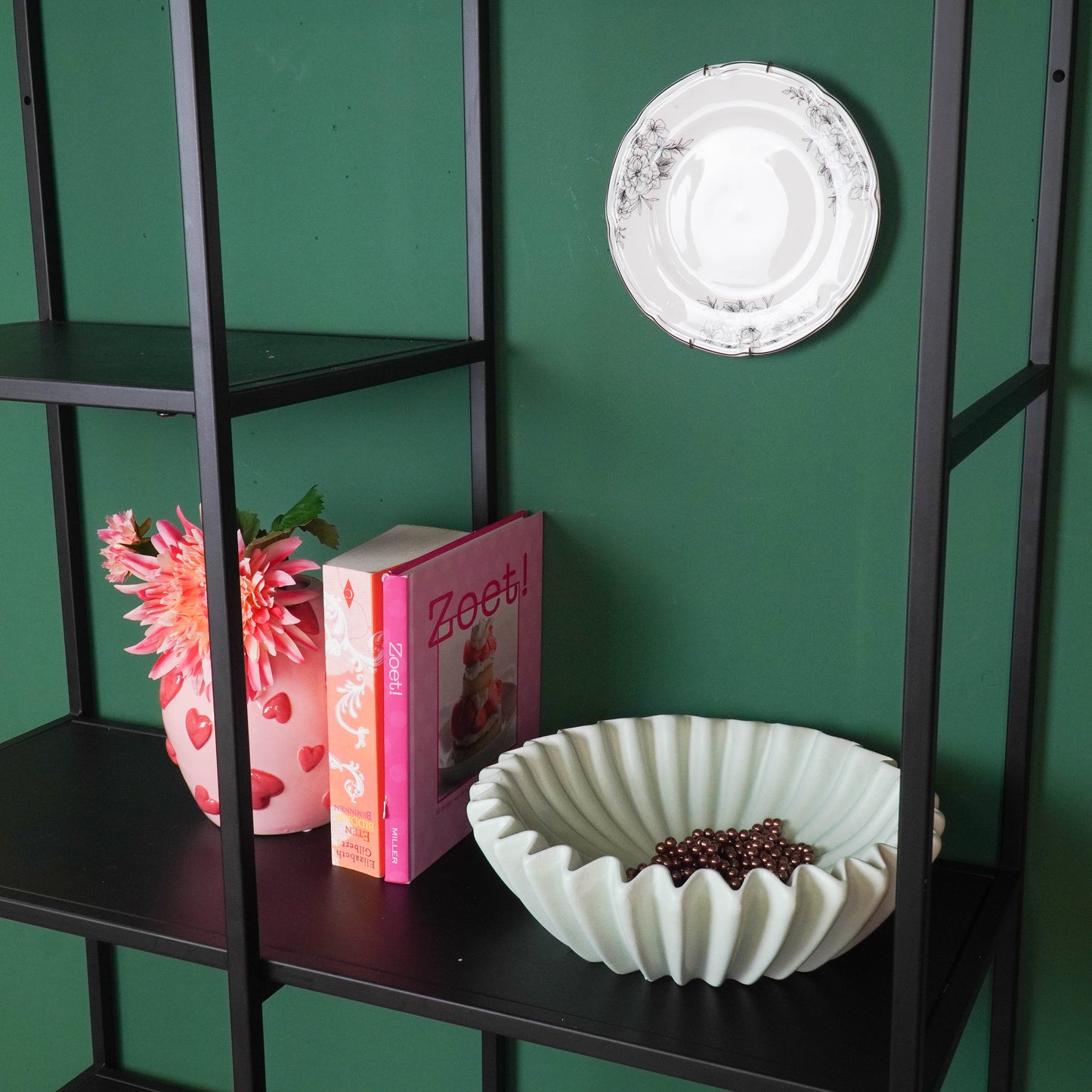 Bowl- Pleated Bowl - Ceramics- Mint- 29,5x29,5x9cm
