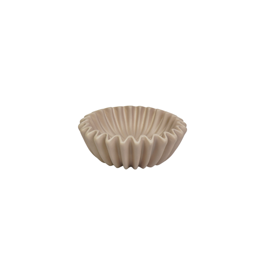 Bowl- Pleated Bowl - Ceramics- Taupe- 20x20x7 cm