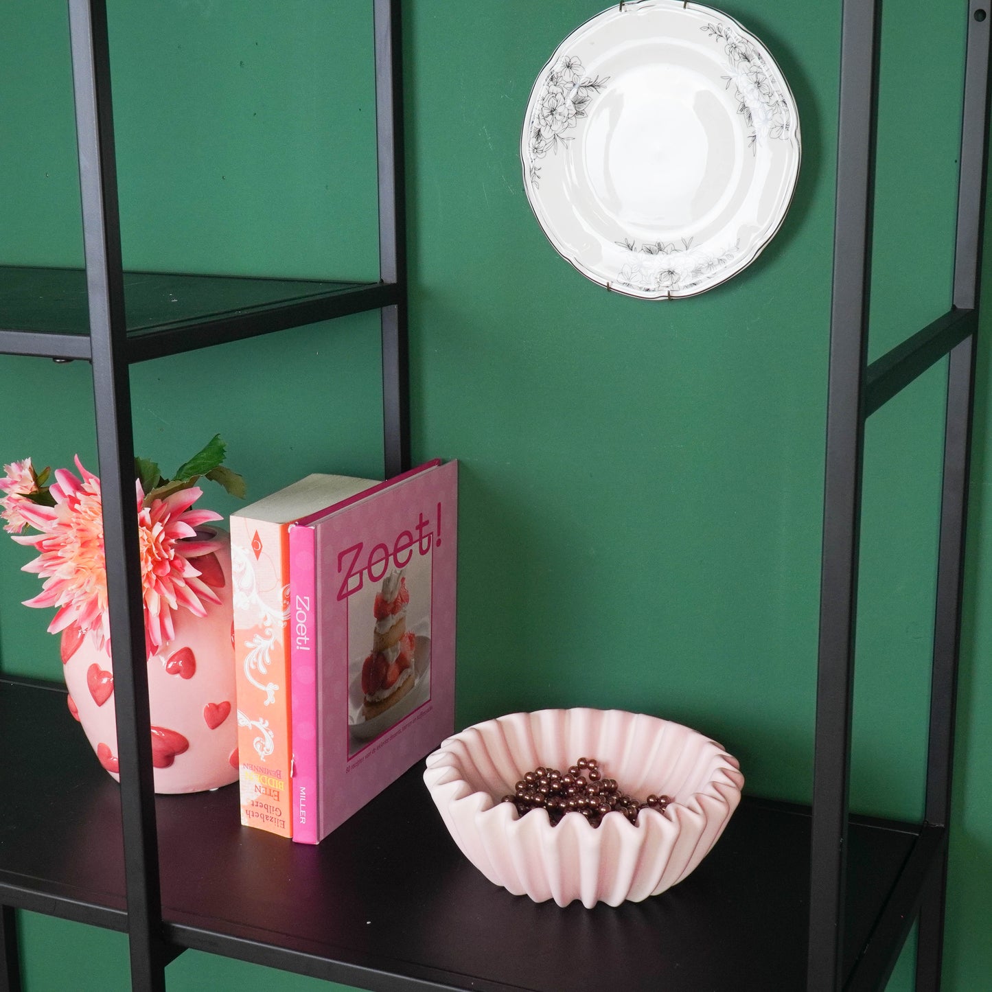 Bowl- Pleated Bowl - Ceramics- Light Pink- 20x20x7 cm