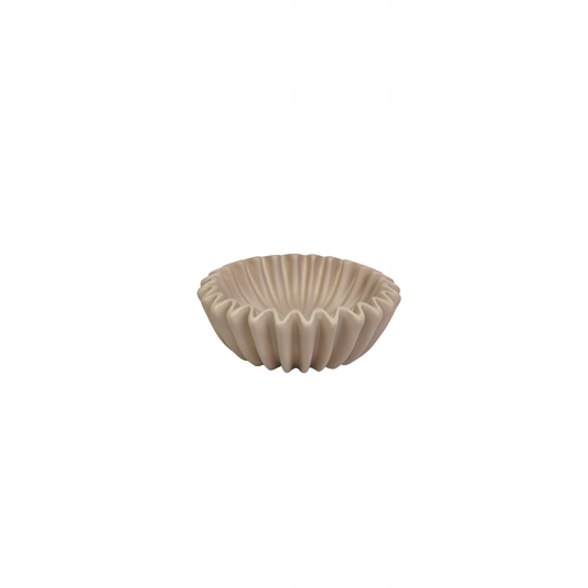 Bowl- Pleated Bowl - Ceramics- Taupe- 15x15x4,5 cm