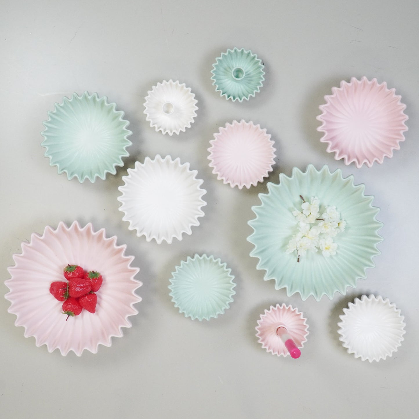 Bowl- Pleated Bowl - Ceramics- Mint- 15x15x4,5 cm