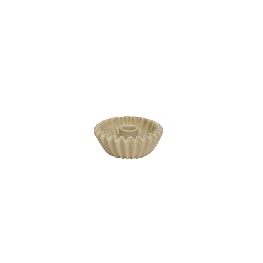 Pleated Candle Holder - Sand-  12x12x4,5 cm