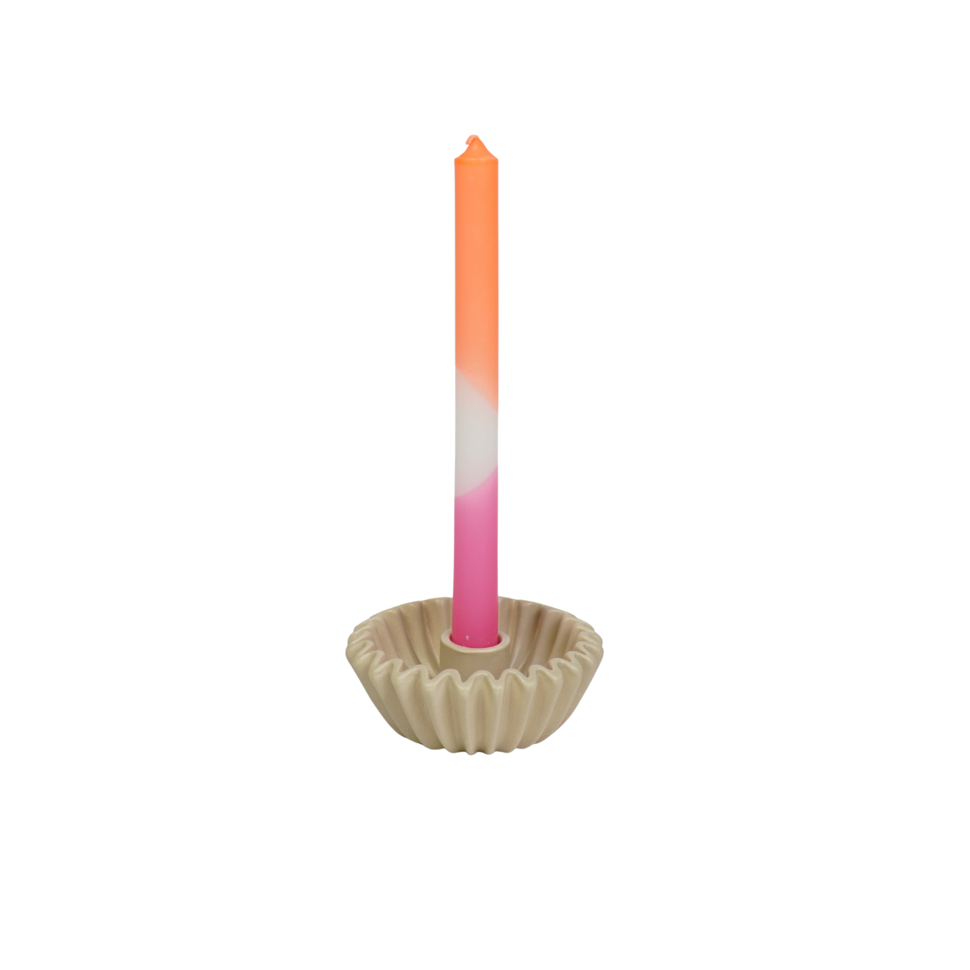 Pleated Candle Holder - Sand-  12x12x4,5 cm