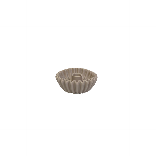 Pleated Candle Holder - Taupe- 12x12x4,5 cm