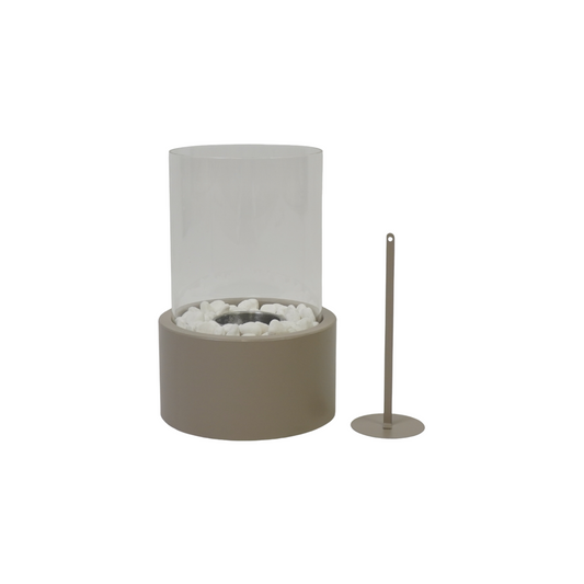 Table Burner - Round - Metal/Glass - Taupe - 18x18x26,5cm