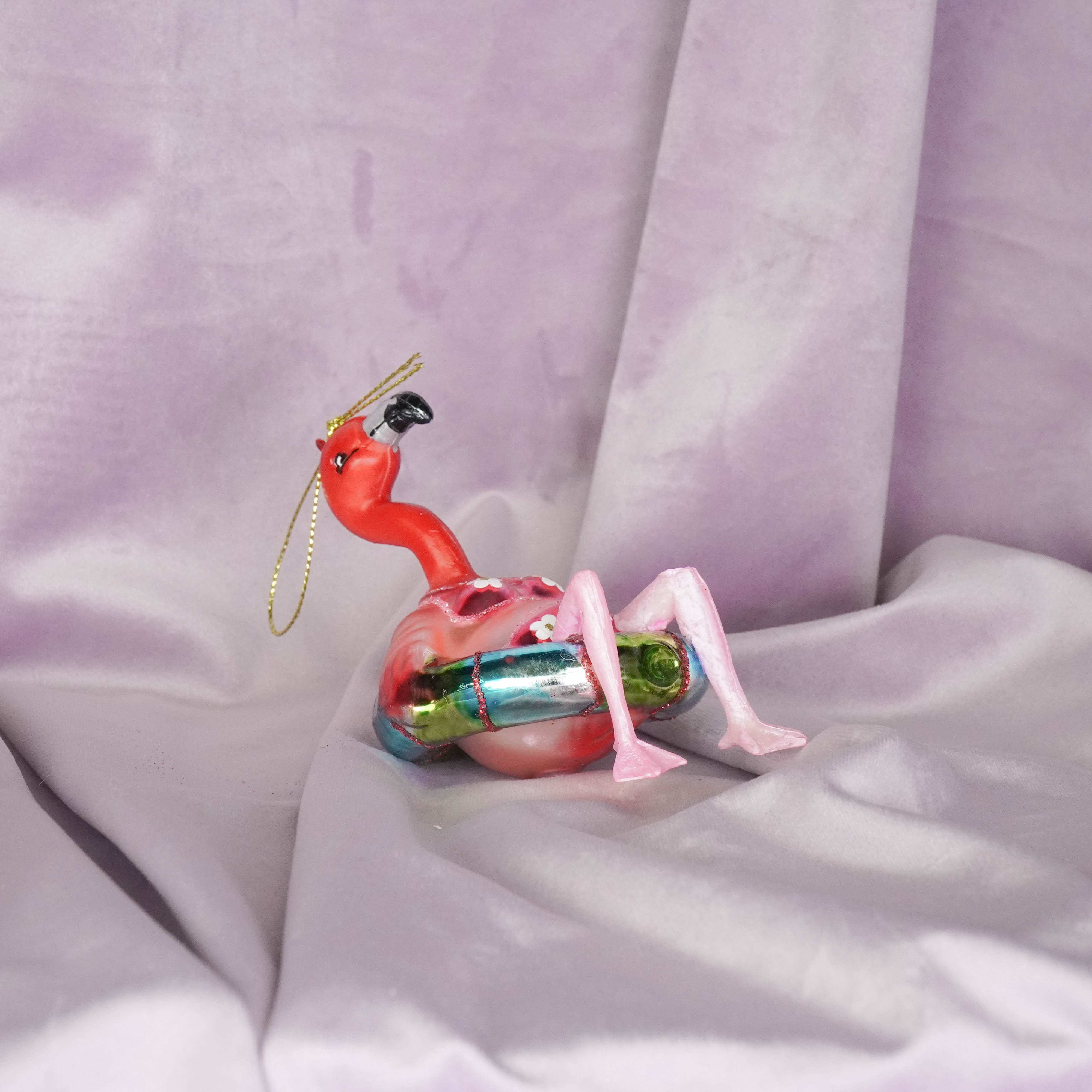 Xmas Hanger -Flamingo in bikini - Pink - 7,5x7,5x11,5cm
