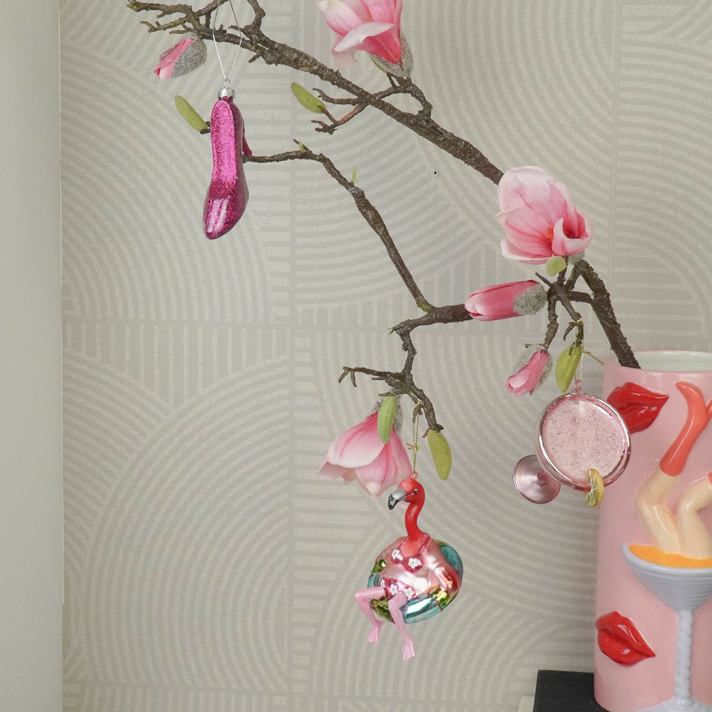 Xmas Hanger -Flamingo in bikini - Pink - 7,5x7,5x11,5cm