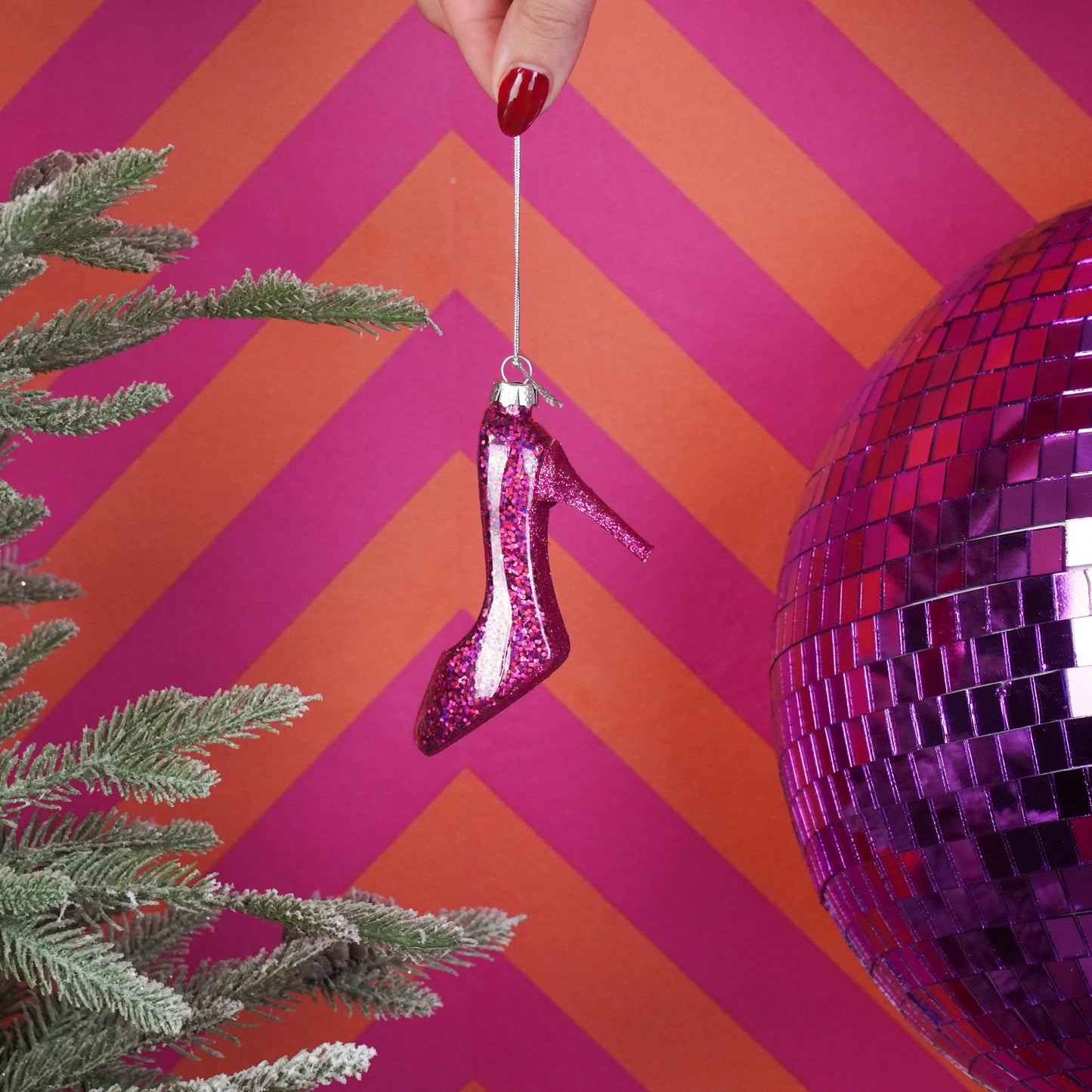 Xmas Hanger - Pink High Heels - Glass - 8,5x3x7,5cm
