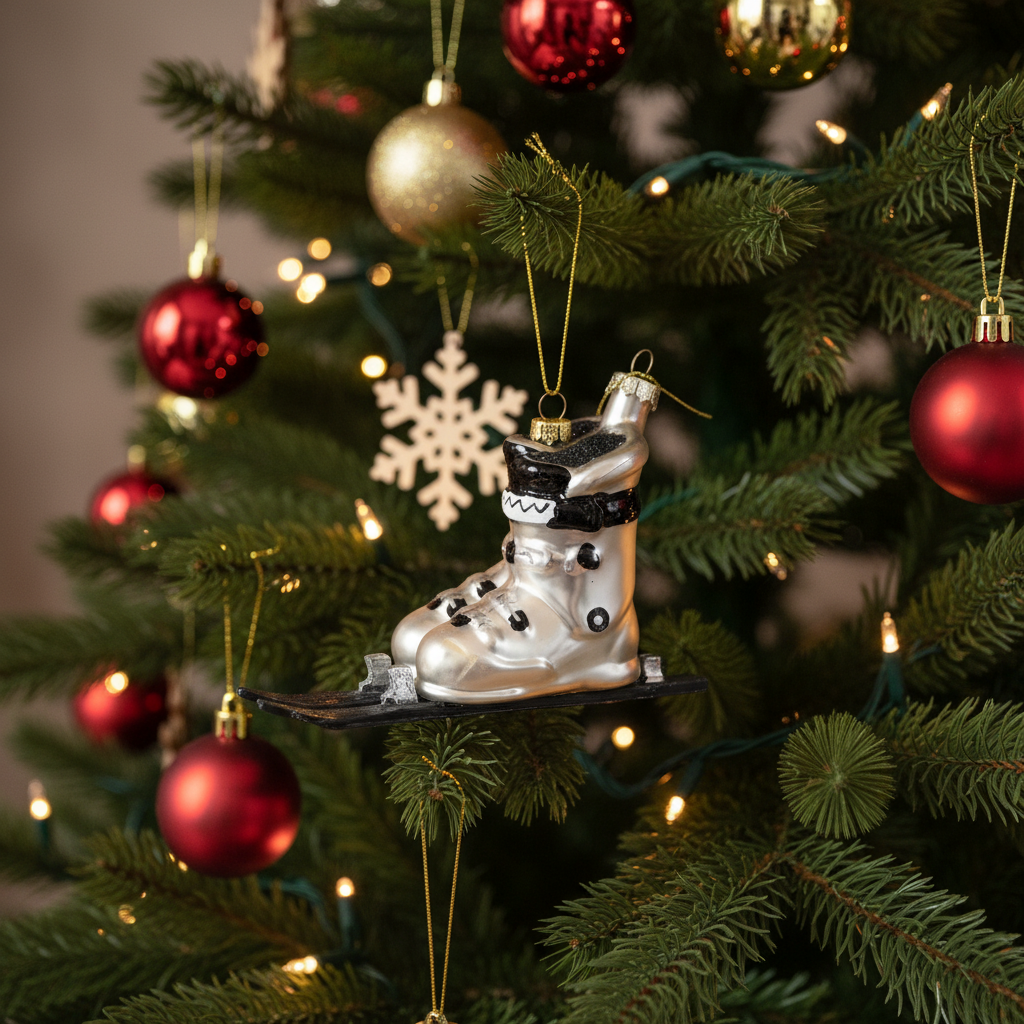 Xmas Hanger - Skifeet  - Silver/ Black - 13x5,5x8,5cm