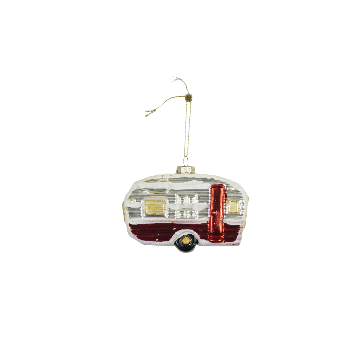 Xmas Hanger - Caravan - White/ Red - Glass - 11,5x5x8cm