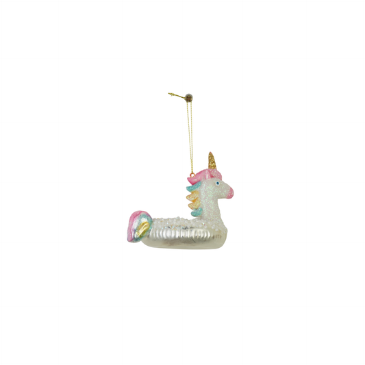Xmas Hanger- Unicorn - White  - Glass - 8x9,5x9cm