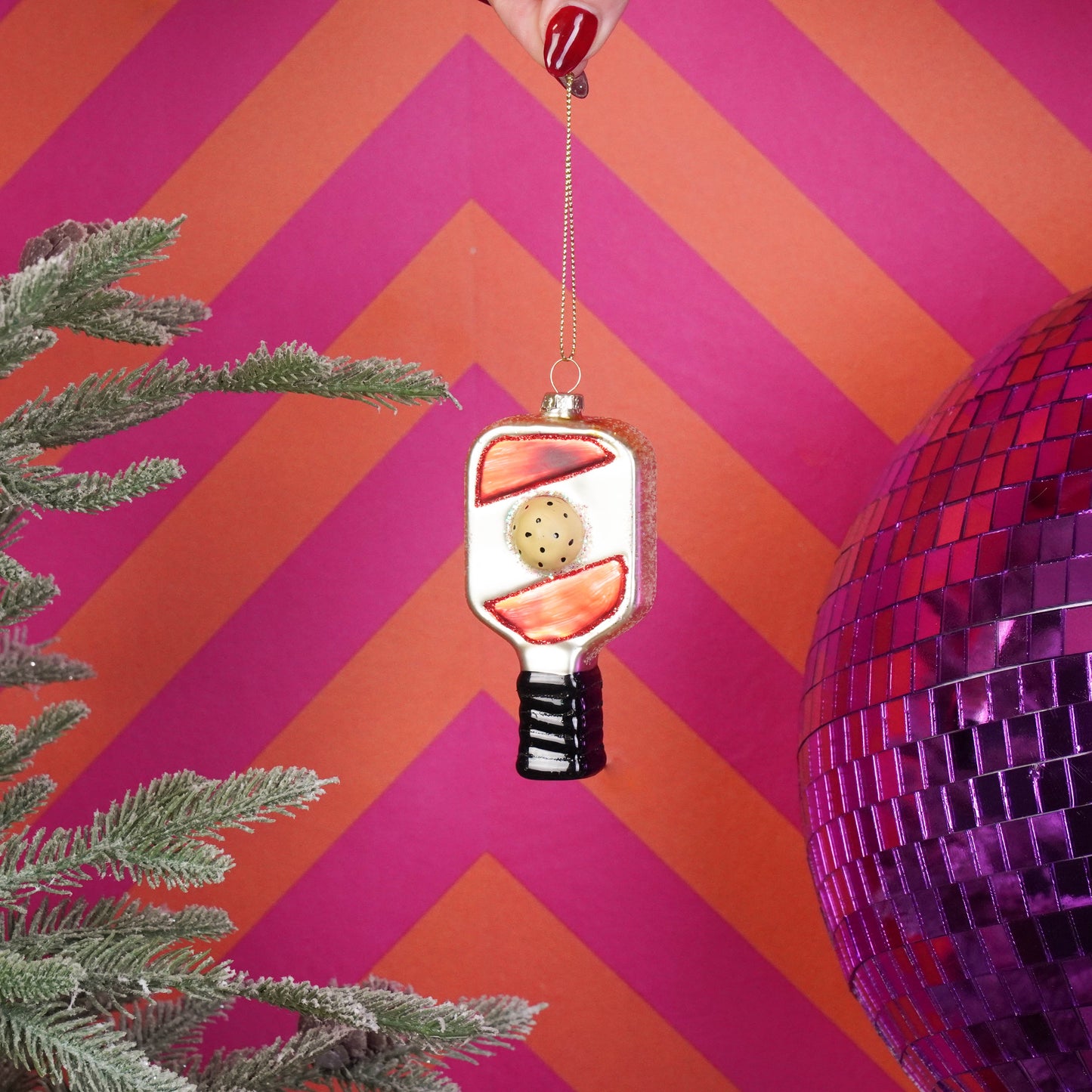 Xmas Hanger - Padel- Yellow/ Red - Glass - 5x3x10,5cm