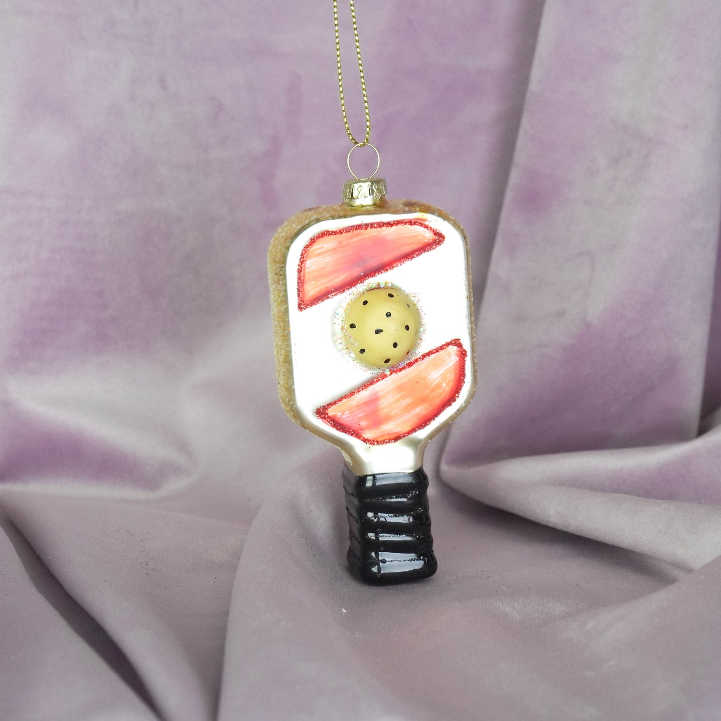 Xmas Hanger - Padel- Yellow/ Red - Glass - 5x3x10,5cm