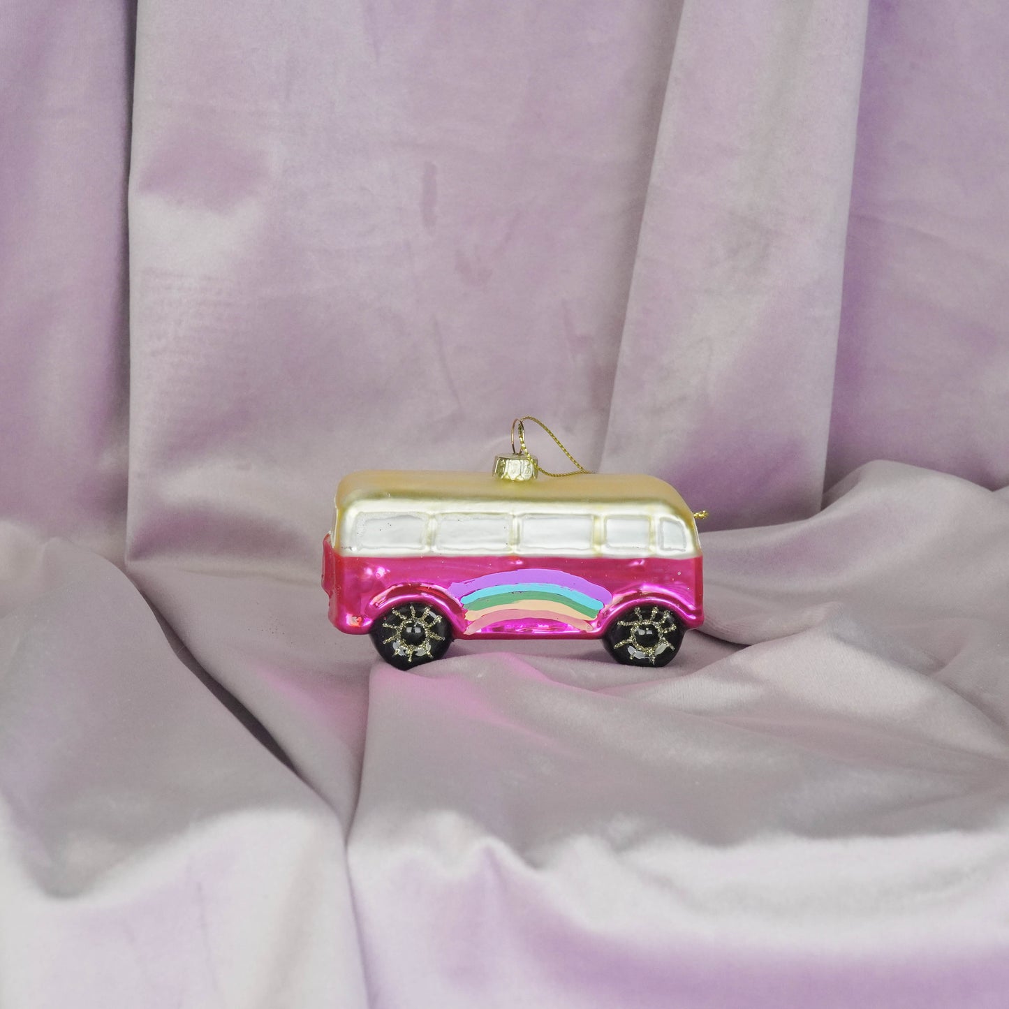 Ornament - Xmas Hanger -Hippy Bus -Pink - 9,5x4x5,5cm